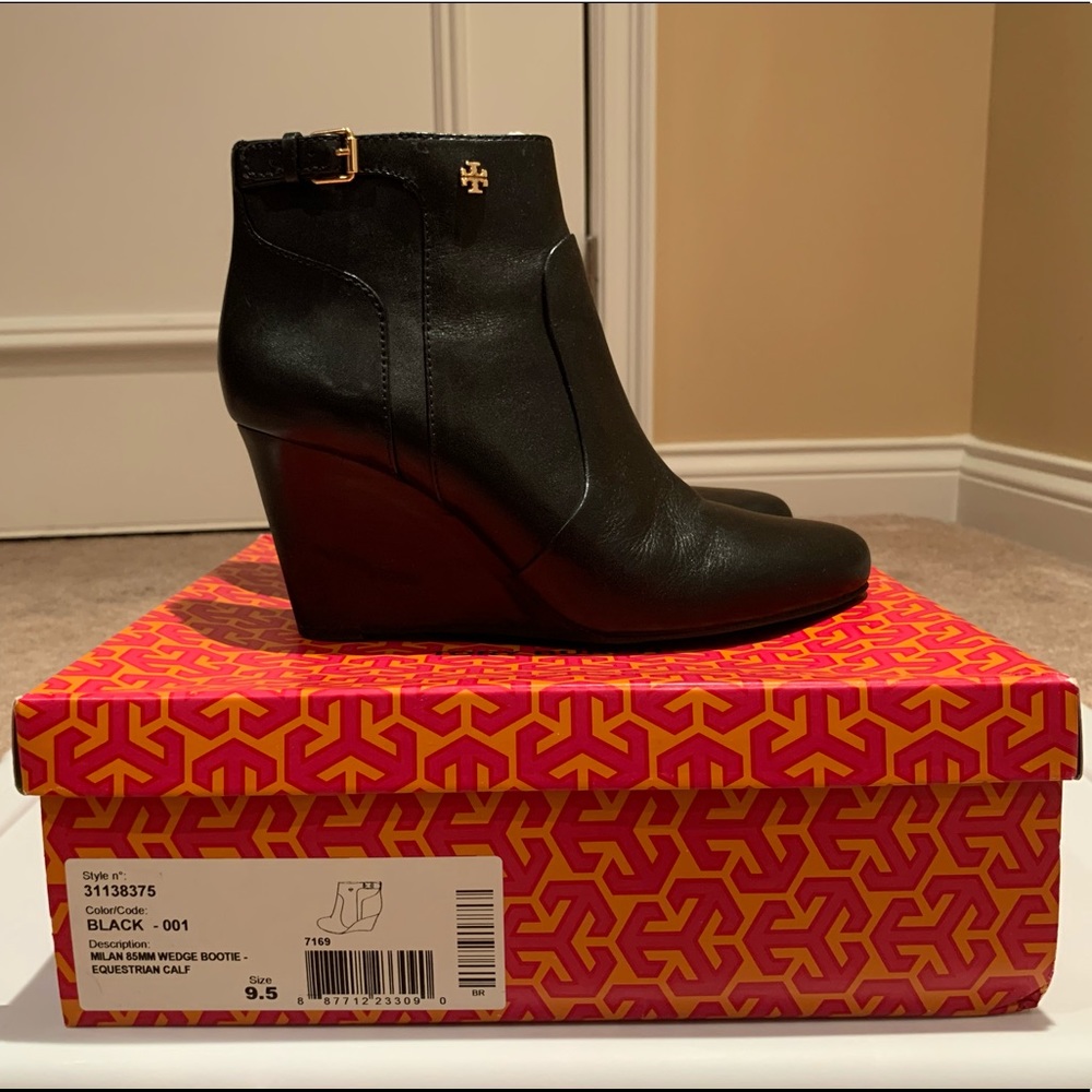 Tory Burch Milan Black Wedge Bootie